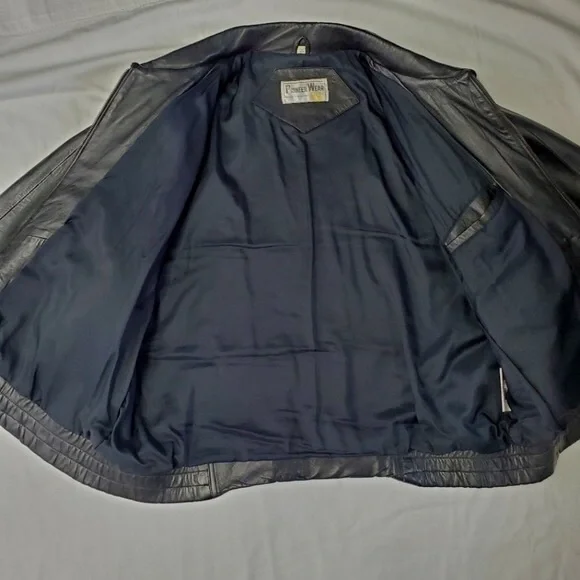 Pioneer Wear Men's Leather Bomber Jacket 100% Lamb Leather Vintage Biker Size L - Picture 8 of 16